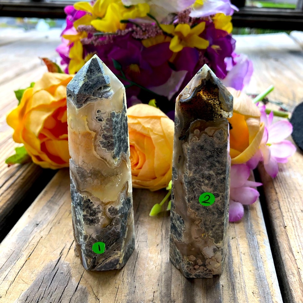 ONE Marcascite Crystal Tower aka ( White Iron Pyrite in Agate )